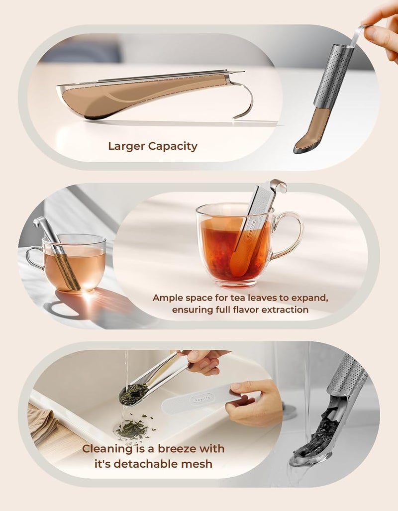 FEELLiFE Tea Infuser for Loose Leaf Tea, 2-in-1 Tea Scoop Infuser Fine Mesh Tea Strainers for Loose Tea Single Cup, 304 Stainless Steel Loose Leaf Tea Steeper - Image 5